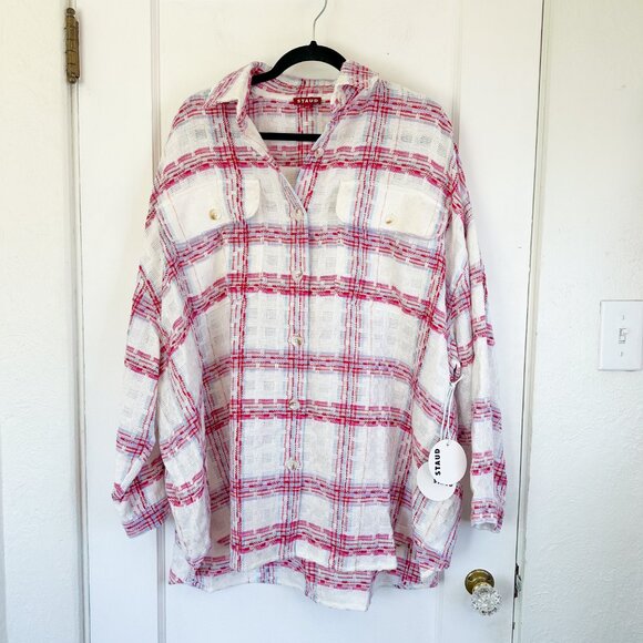 Staud | NWT Bassetti Oversized Shirt Jacket Tea Towel Top M/L $395 - Picture 3 of 7